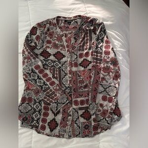 Roz & Ali Red and Black Patterned Top